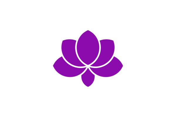 Purple lotus icon. Links to an example yoga e-commerce website.
